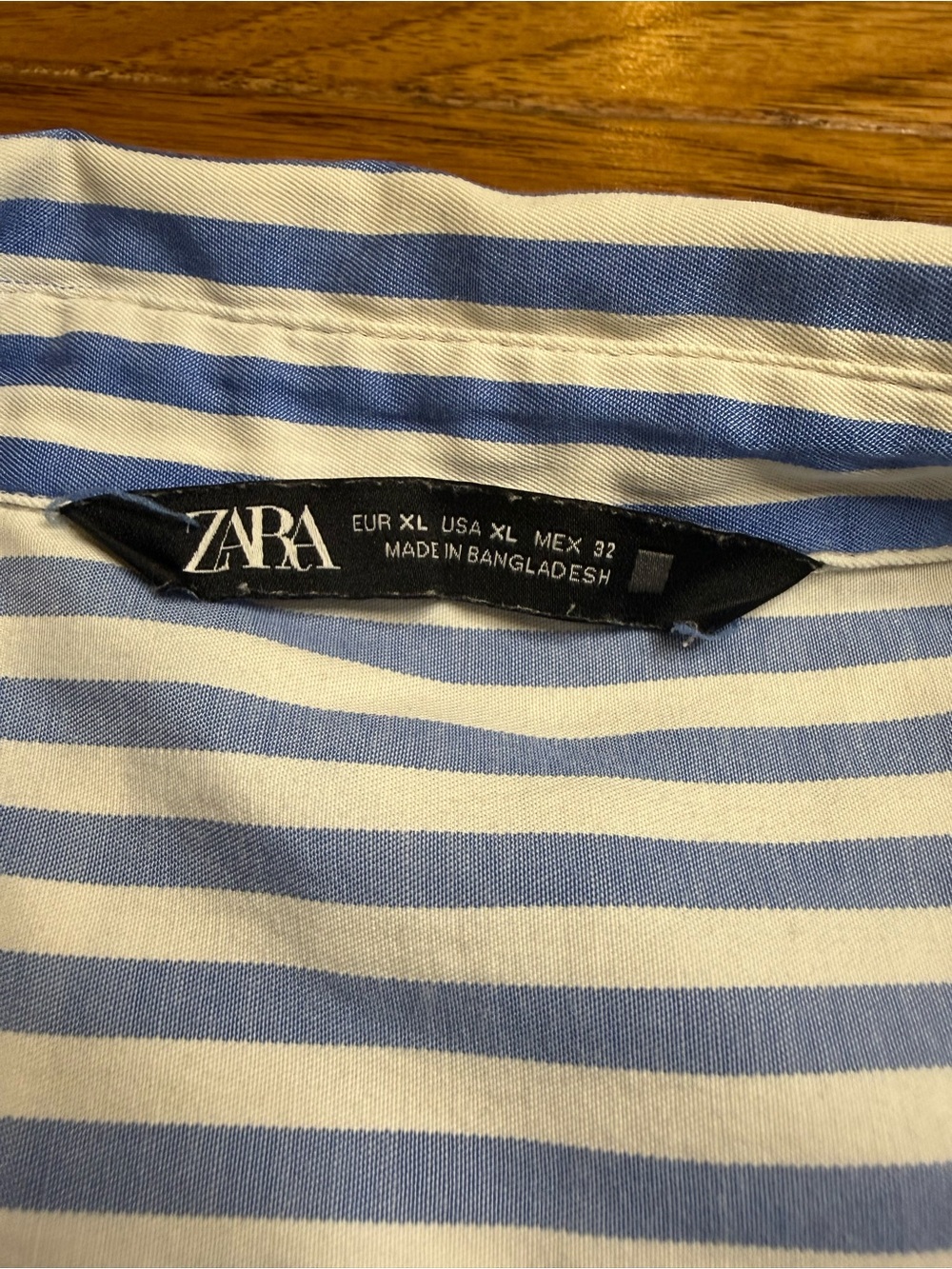 Zara Light Blue and White Vertical Stripe Dress Shirt - Picture 6 of 6
